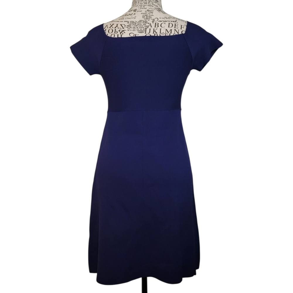Parker Brazil Knit Fit & Flare Dress Size S Navy Blue Short Sleeve - Picture 3 of 6